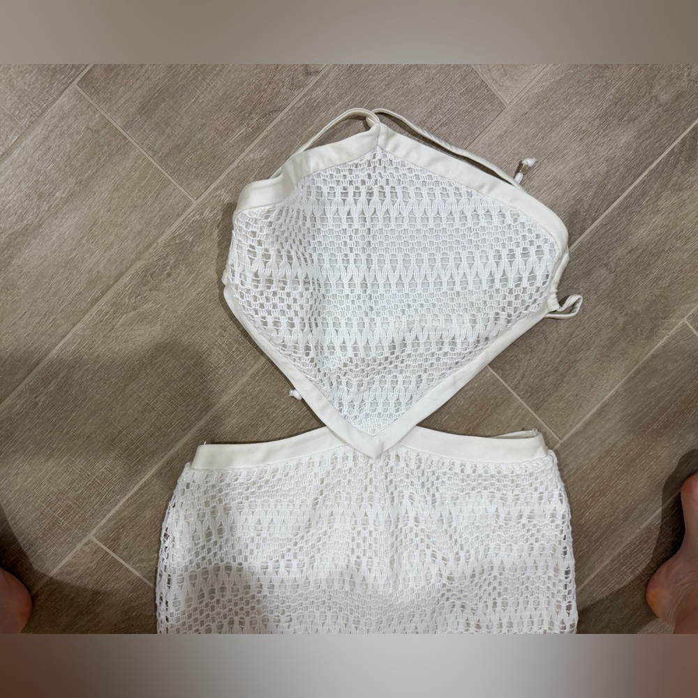 PATBO white ivory crochet halter beach cutout maxi dress - Size 10 - Picture 11 of 16